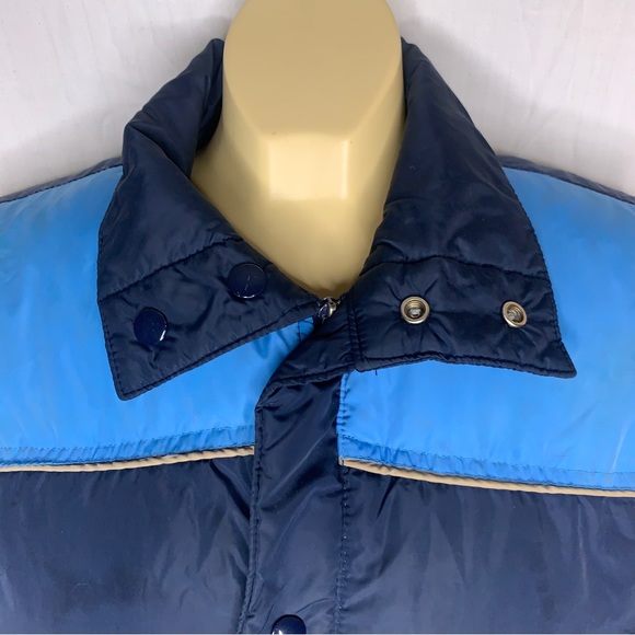 Vintage Down Fall Winter Puffer Vest 80s Chevron Windbreaker Retro Size Small - Picture 3 of 12